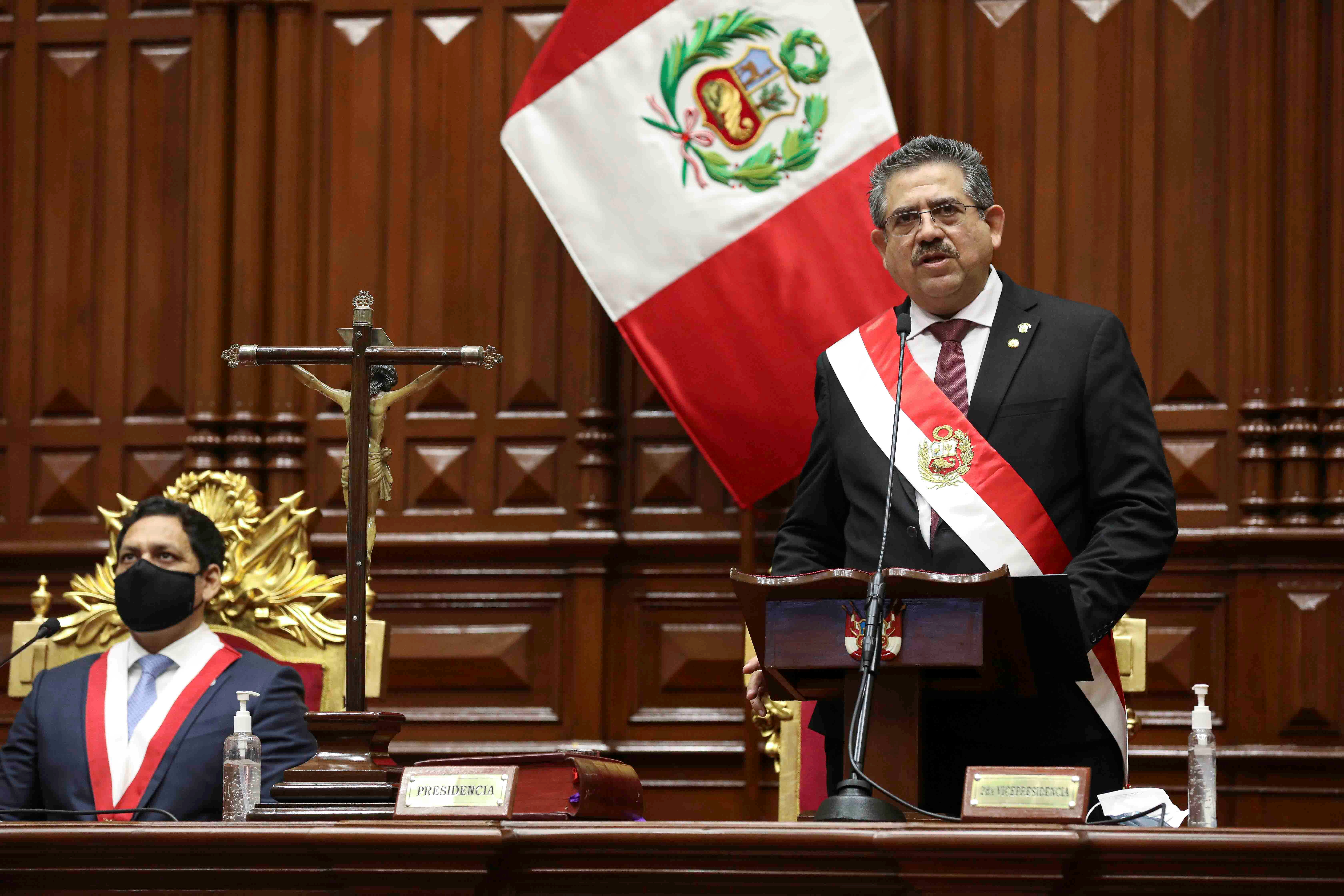 El presidente Manuel Merino. Peruvian Congress/Handout via REUTERS