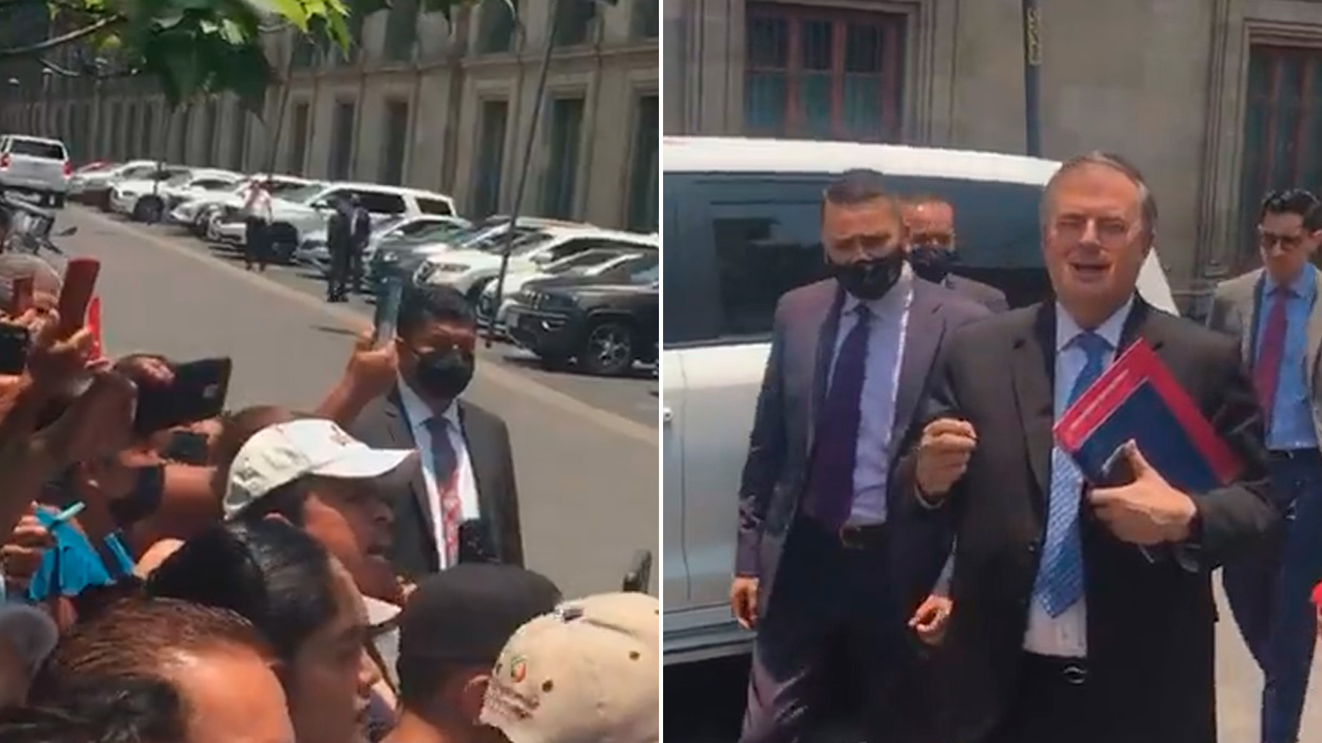 Marcelo Ebrard se enfrentó a un ciudadano a su salida de Palacio Nacional (Captura de pantalla: Twitter/@pedrovillaycana)