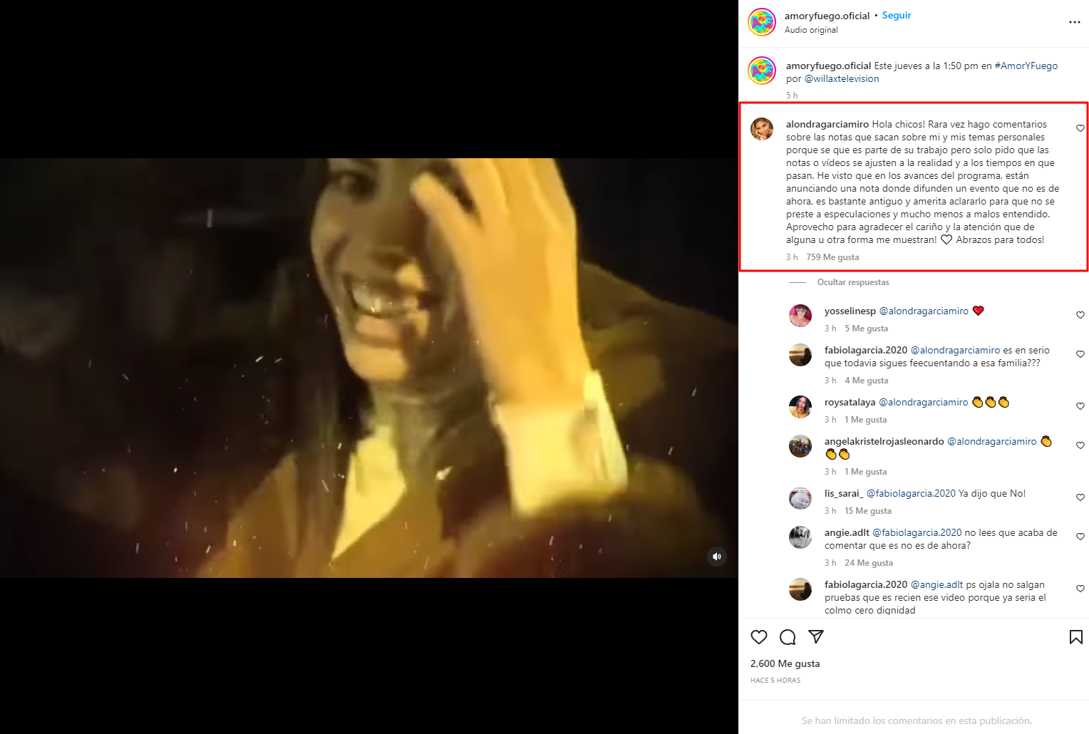 Alondra García Miró responde a ‘Amor y Fuego’ por imágenes con Doña Peta: “No se ajustan a la realidad”
