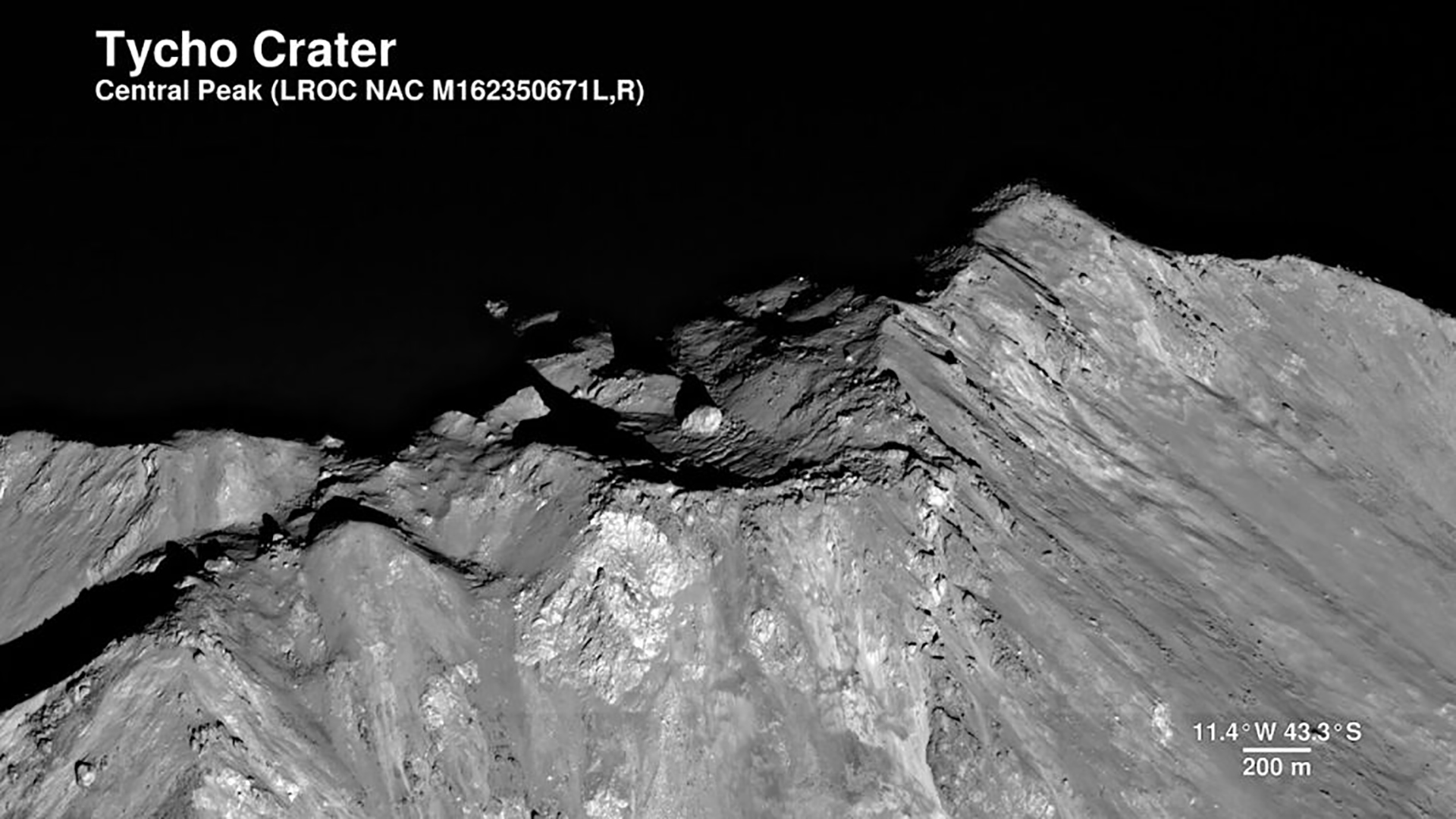 Todos los detalles se observan en el cráter Tycho (NASA)