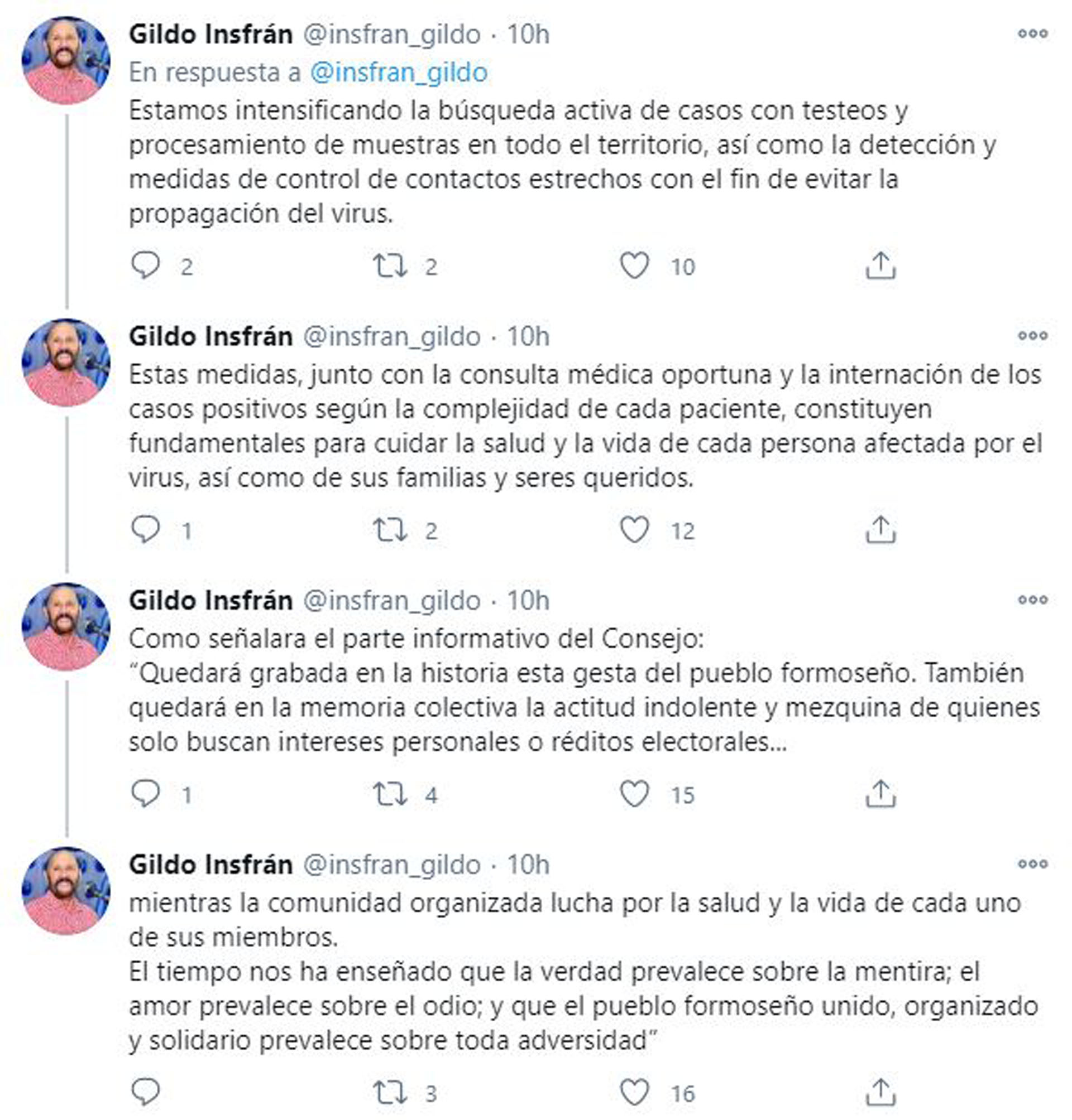 El mensaje de Gildo Insfrán tras la denuncia por la situación en el Estadio Cincuentenario (Twitter)