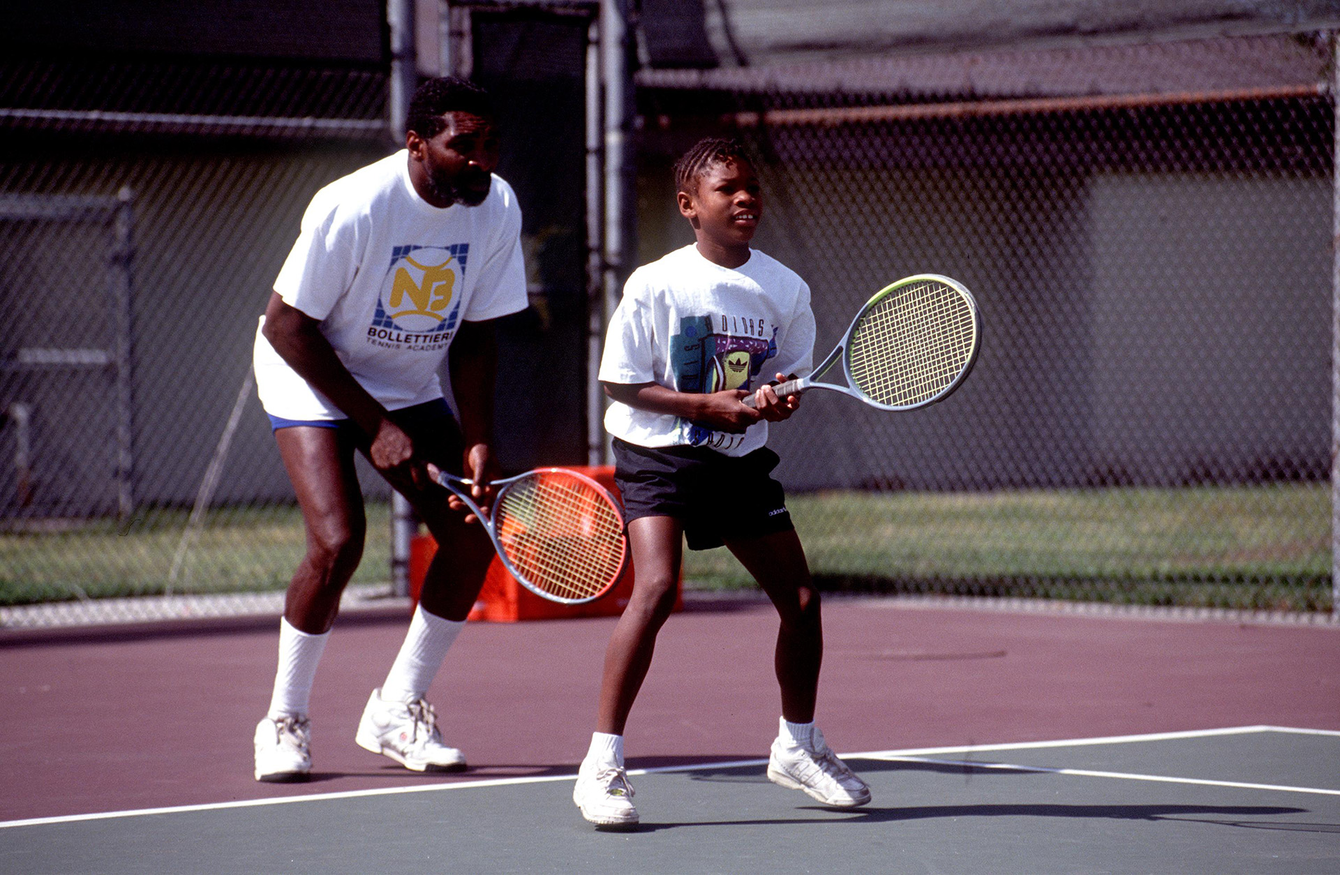 Richard entrenando junto a Serena in 1991 en Compton (Getty Images)