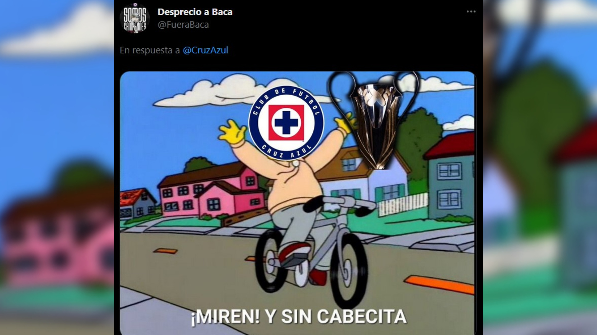 La aficióna puntó que Cruz Azul pudo ganar sin los nuevos refuerzos y sin Jonathan Javier 'Cabecita' Rodríguez, quien ahora se encuentra en el Club América. (Imagen:Twitter/@FueraBaca)