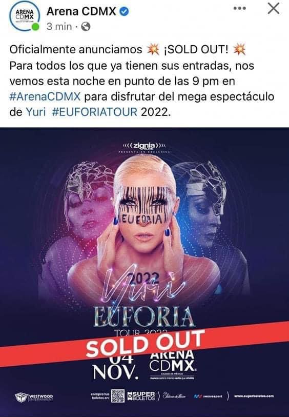 Así anunciaron el supuesto "sold out" de la cantante 
(Foto: Facebook)
