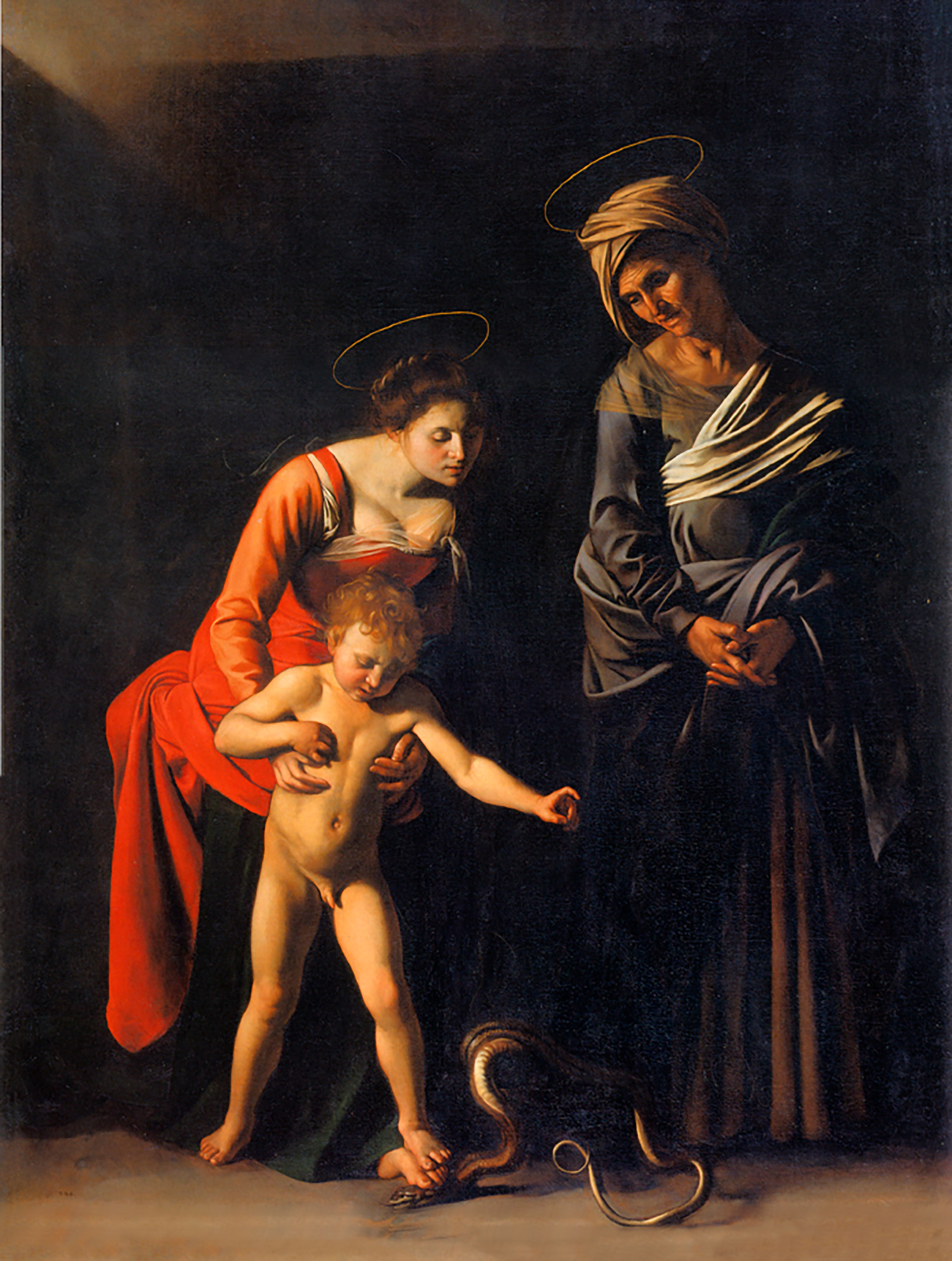"La Virgen de los Palafrenieri" o "Madonna con el niño y Santa Ana" (1605), en la Galería Borghese, Roma 
