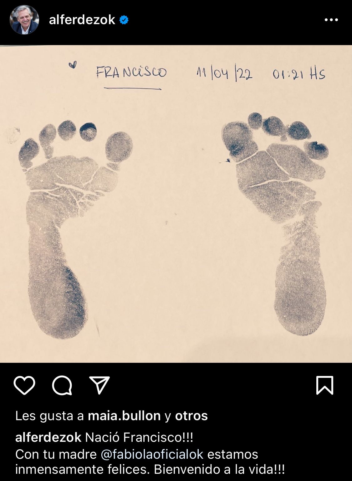 El posteo del Presidente en Instagram