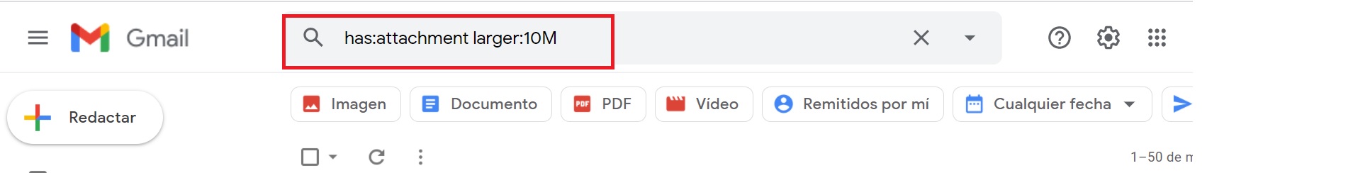 Así puedes filtrar los mails con adjuntos pesados en Gmail