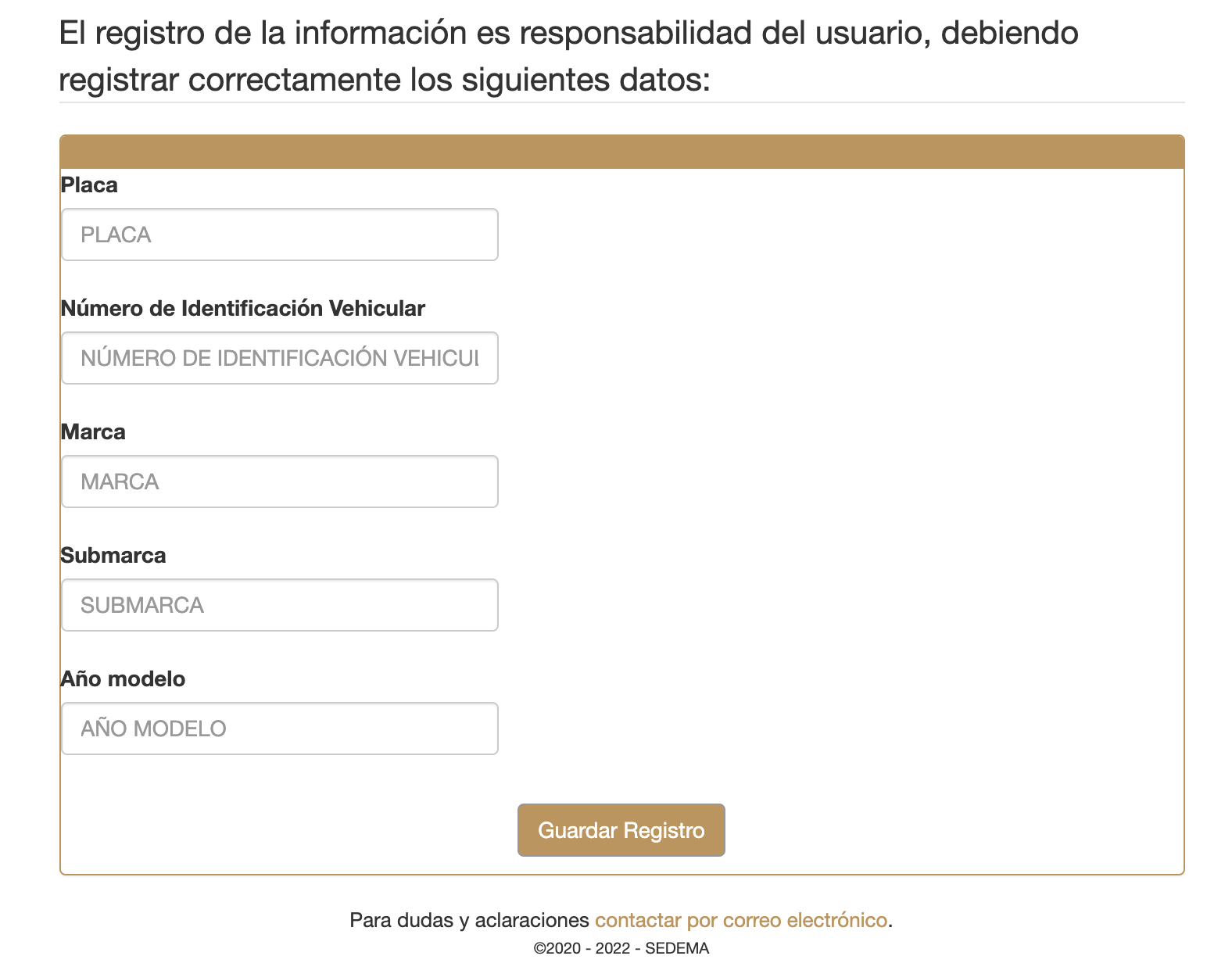 Este Portal Web está destinado para el registro de vehículos emplacados en la CDMX (Foto: captura de pantalla portal Sedema)