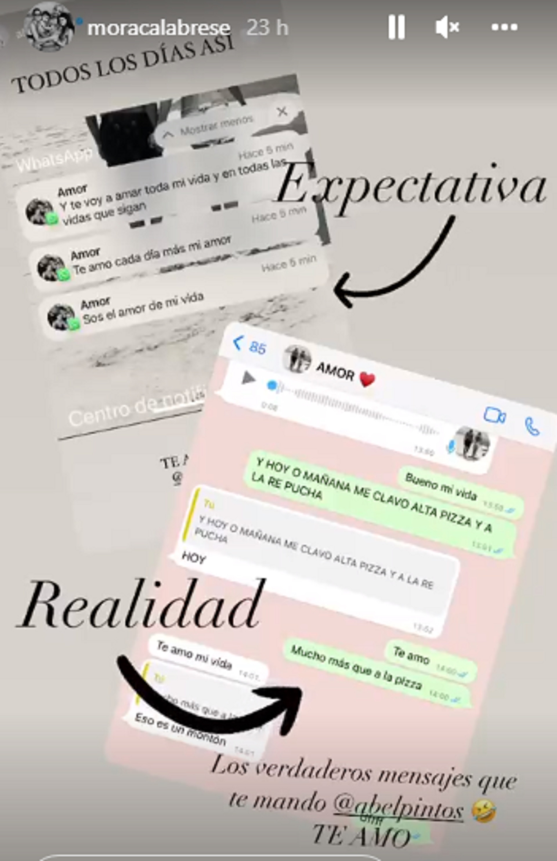 El divertido ida y vuelta de Abel Pintos y Mora Calabrese