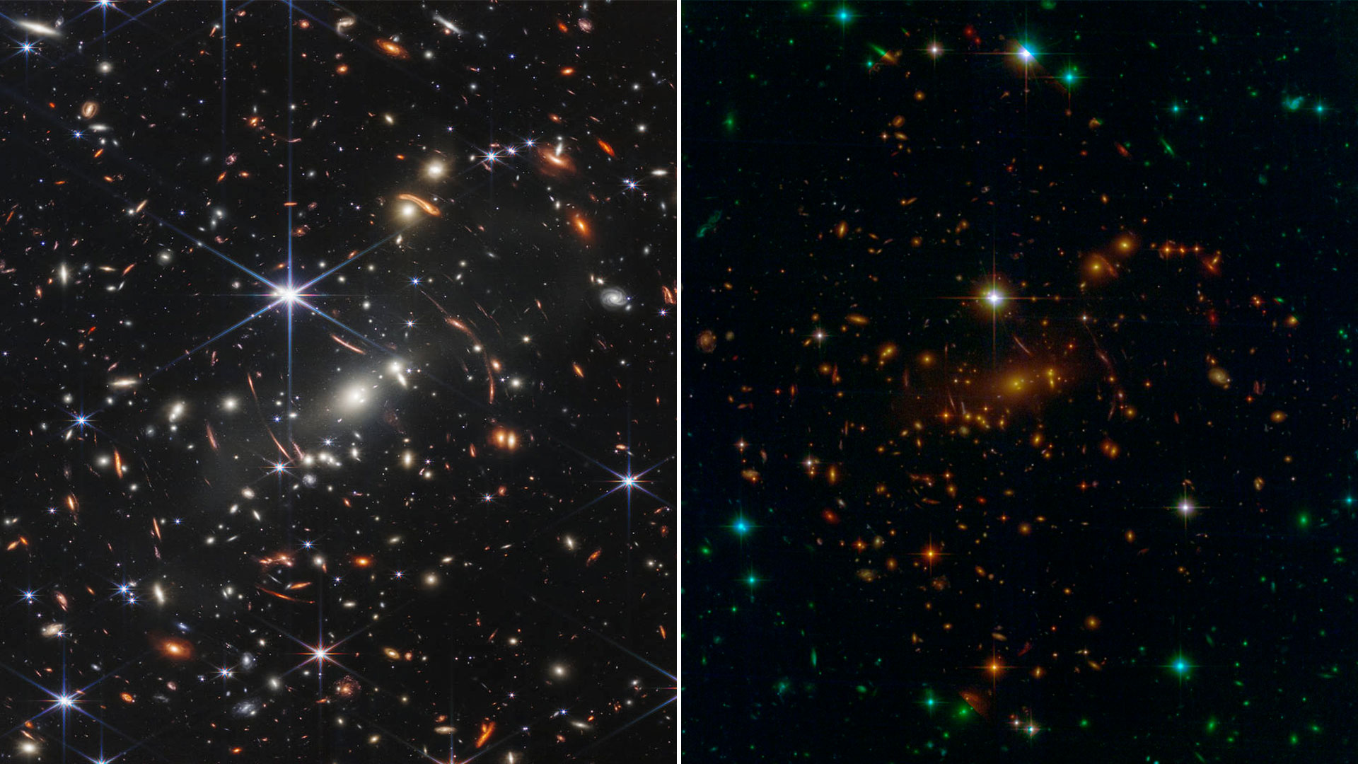 A la izquierda, la imagen tomada por Webb. A la derecha, la de Hubble