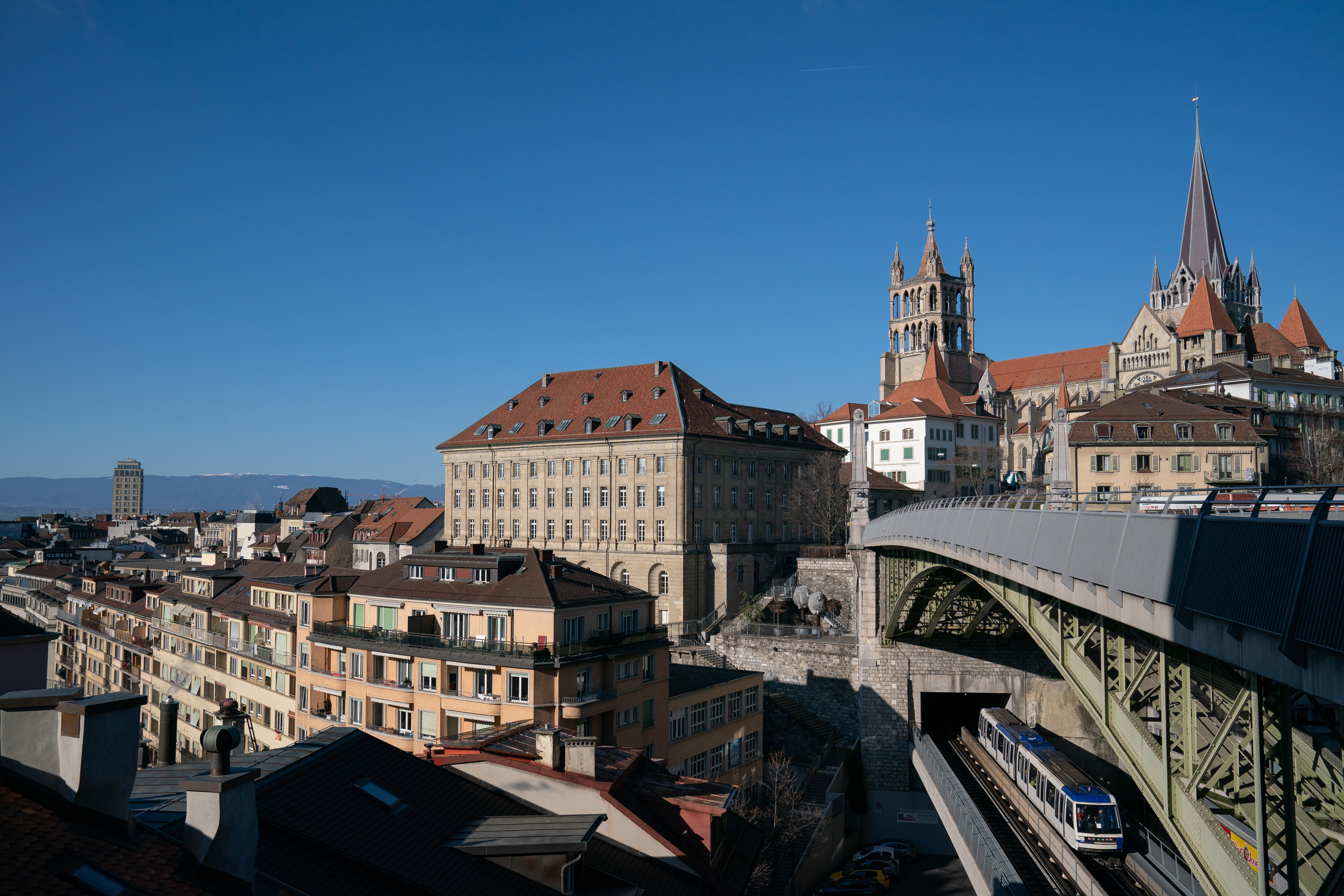 View of Lausanne Cathedral from the Pont Bessieres ahead of The Winter Youth Olympic Games, Lausanne, Switzerland, Sunday 05 January 2020. Photo: OIS/Joe Toth. Handout image supplied by OIS/IOC.