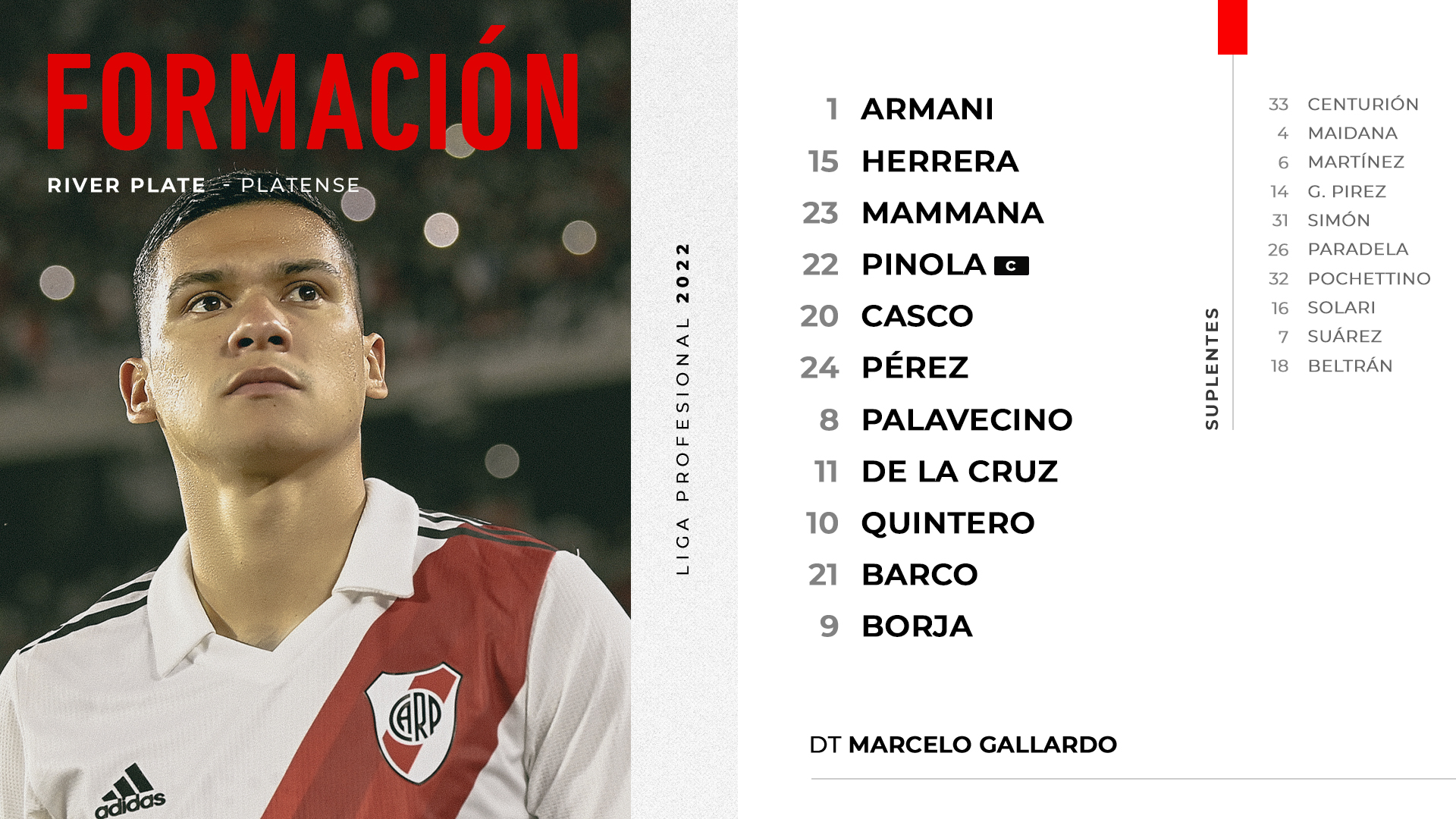 Live: River Plate beats Platense with a goal from De La Cruz and is still fighting for the Professional League 4 The Doll will present these eleven to face the Squid