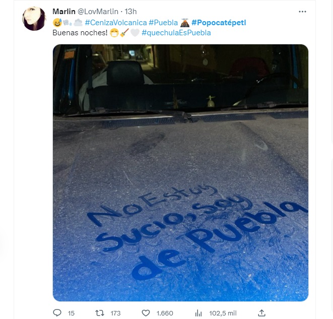 Las imágenes de cómo quedaron las calles en Puebla y Edomex tras la caída de cenizas del Popocatépetl (Captura Twitter)