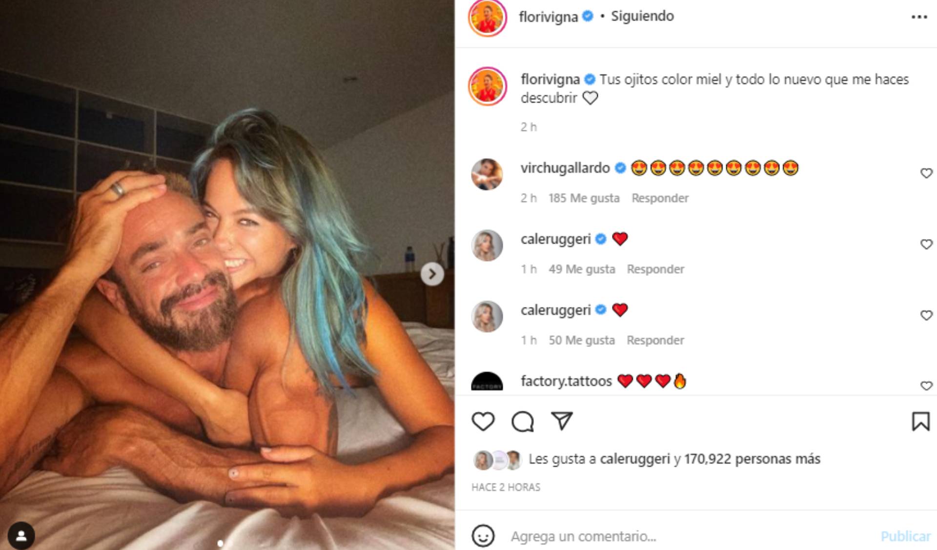 Flor Vigna y Luciano Castro, muy enamorados