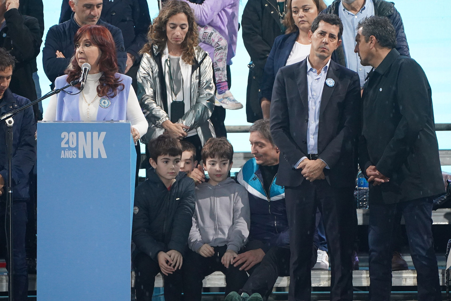 Cristina Kirchner junto a su familia y los principales dirigentes del Frente de Todos (Foto: Franco Fafasuli)