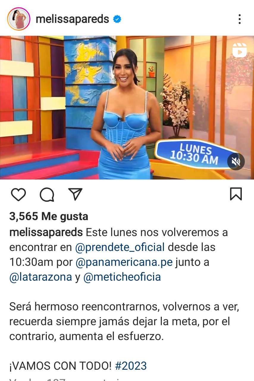 Melissa Paredes announces her return to television.  (instagram)