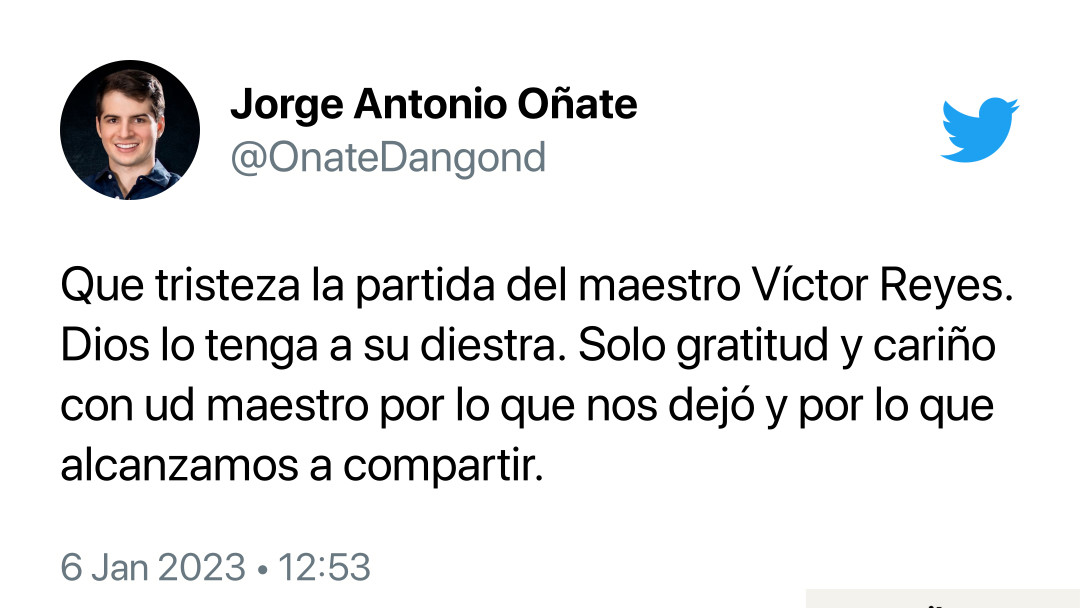 El hijo de Jorge Oñate lamentó la muerte del acordeonero