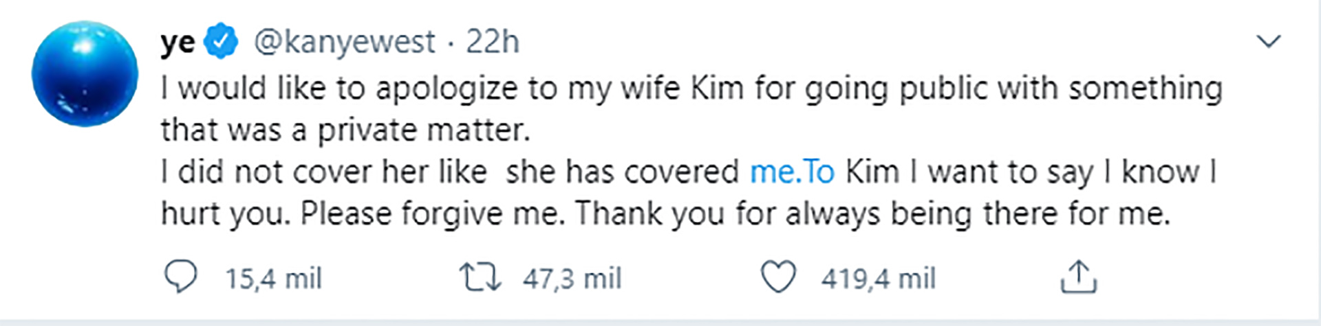 El pedido de disculpas de Kanye West a Kim Kardashian