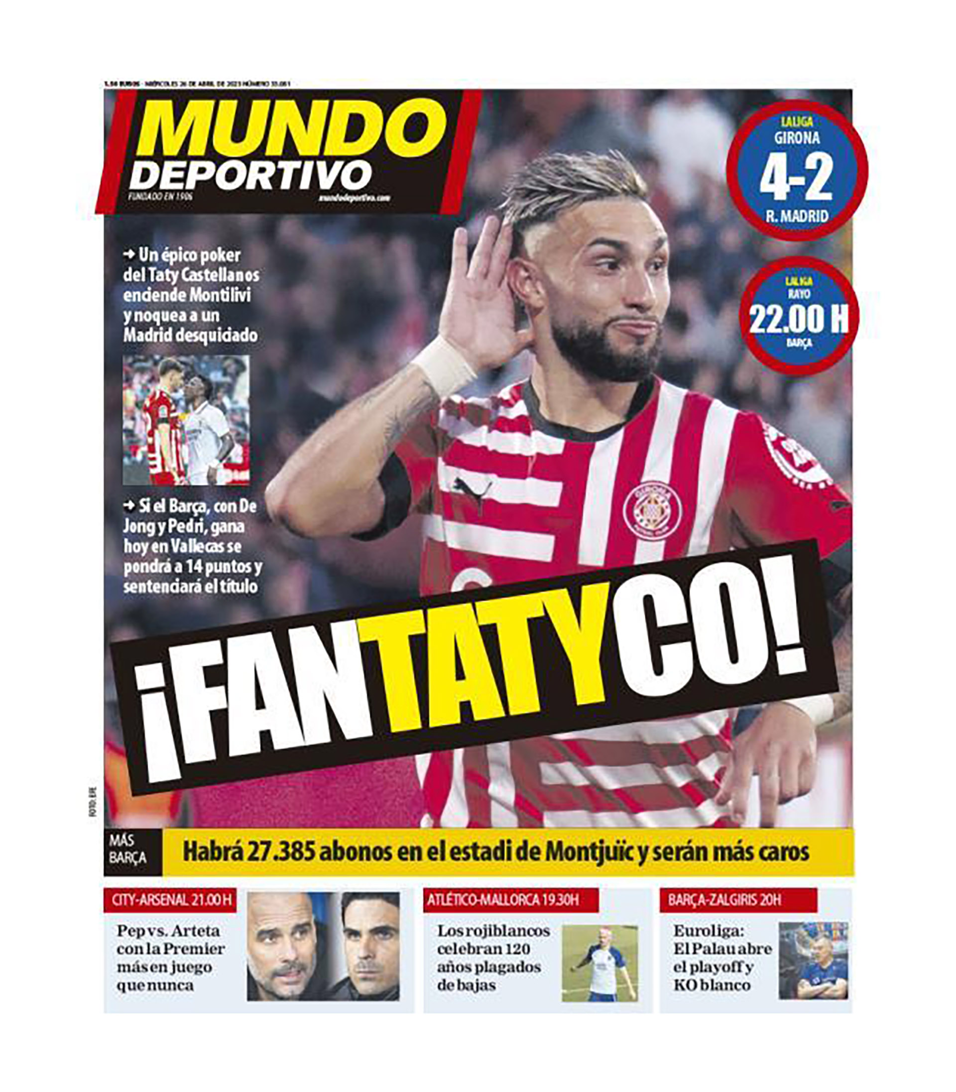 "FanTatyco": la tapa de Mundo Deportivo con juego de palabras apelando al apodo del goleador 