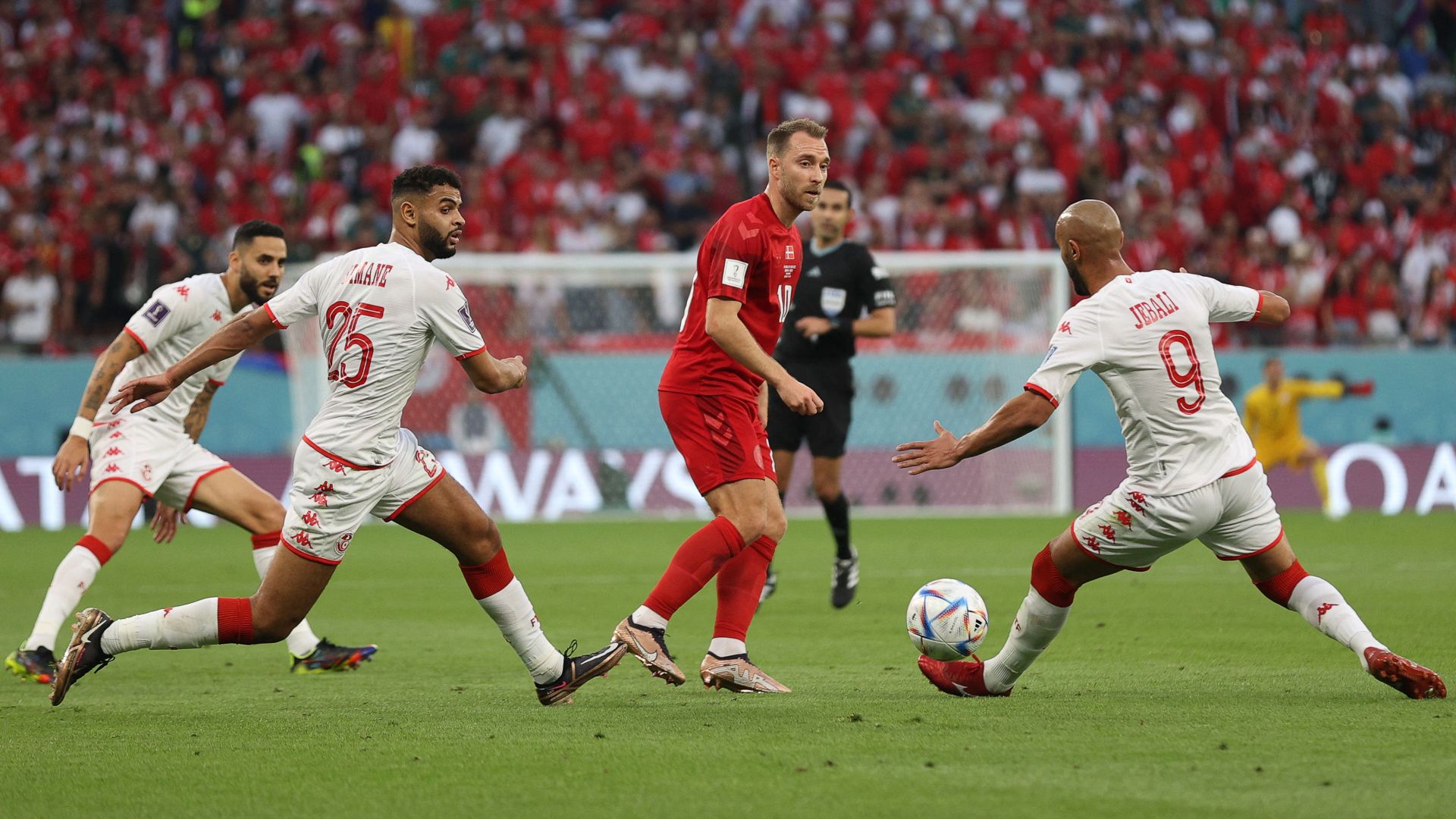 Dinamarca vs Túnez EN VIVO AHORA: partido por fecha 1 del Grupo D del Mundial Qatar 2022. (ADRIAN DENNIS / AFP).