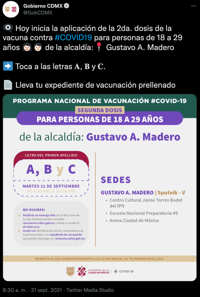 En qué alcaldías de CDMX se aplicará la segunda dosis contra COVID-19 para  personas de 18 a 39 años - Infobae