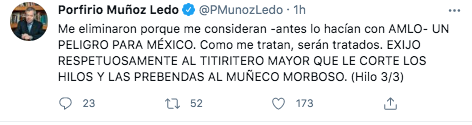 Muñoz Ledo acusó que fue eliminado de la reelección de diputados porque lo consideran "un peligro para México" (Foto: captura de pantalla / Twitter@PMunozLedo)