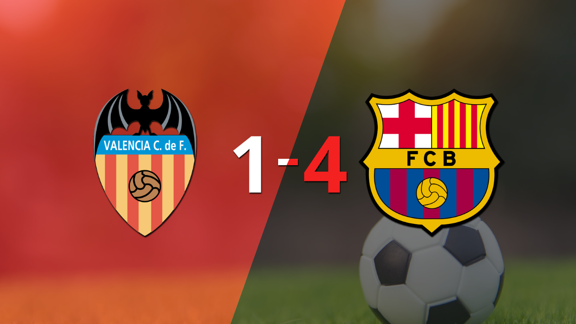 Con doblete de Pierre Aubameyang, Barcelona liquidó 4-1 a Valencia