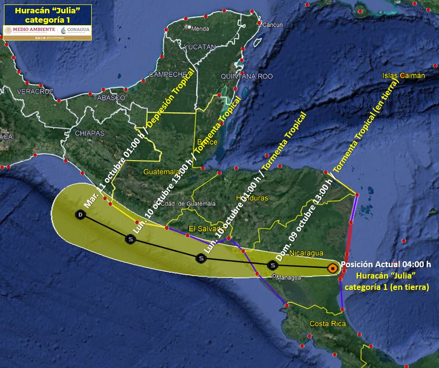 (Photo: HURRICANE "JULIA" ON LAND, OVER EASTERN NICARAGUA)