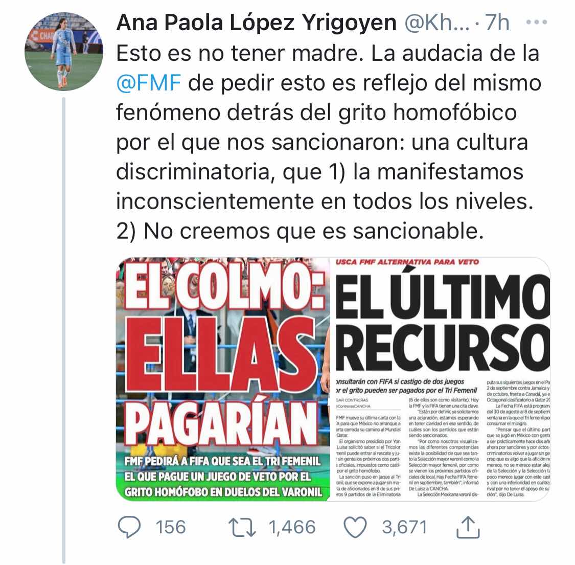 Paola López expresó su molestia a través de su cuenta de Twitter (Foto: Twitter-@KhanPaola)