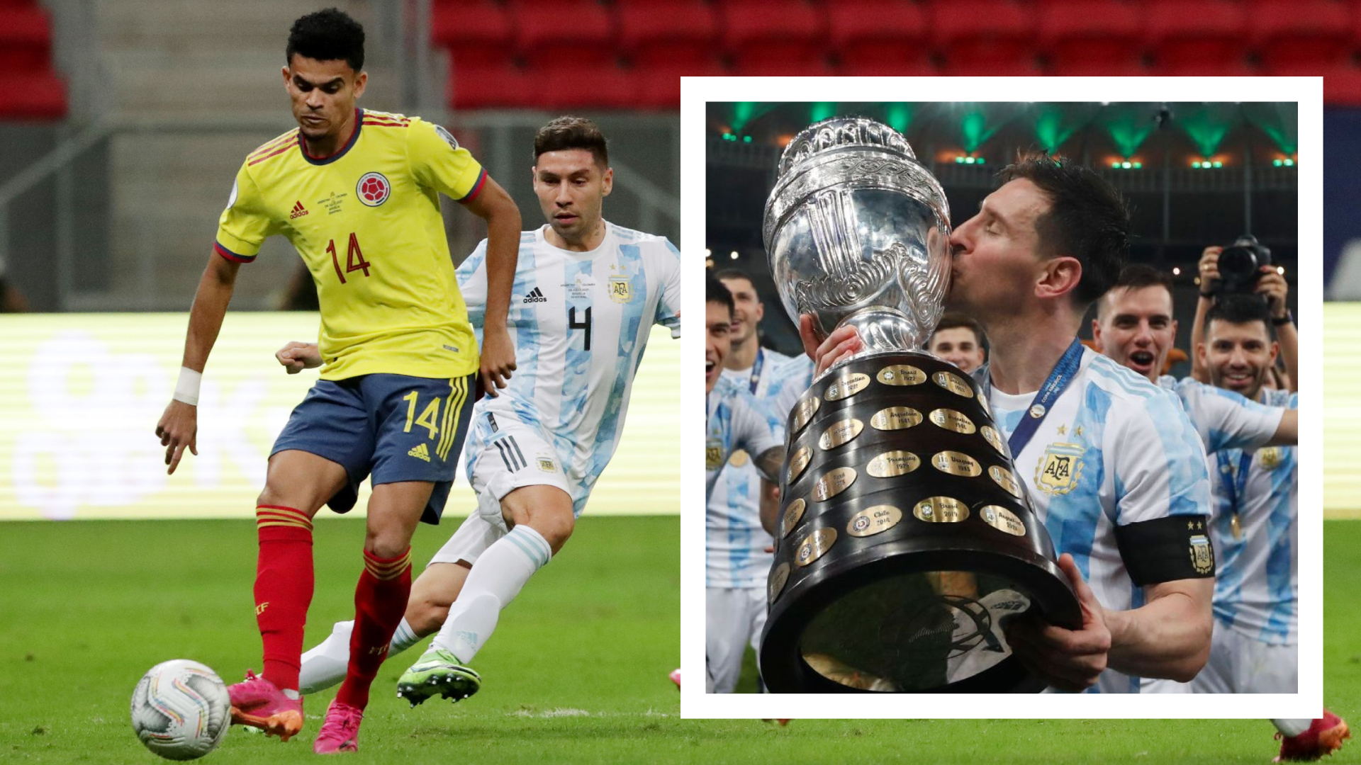 Lionel Messi elogió al colombiano Luis Díaz posicionándolo como la ficha más peligrosa de Colombia durante la Copa América 2021. Imagen: Reuters.