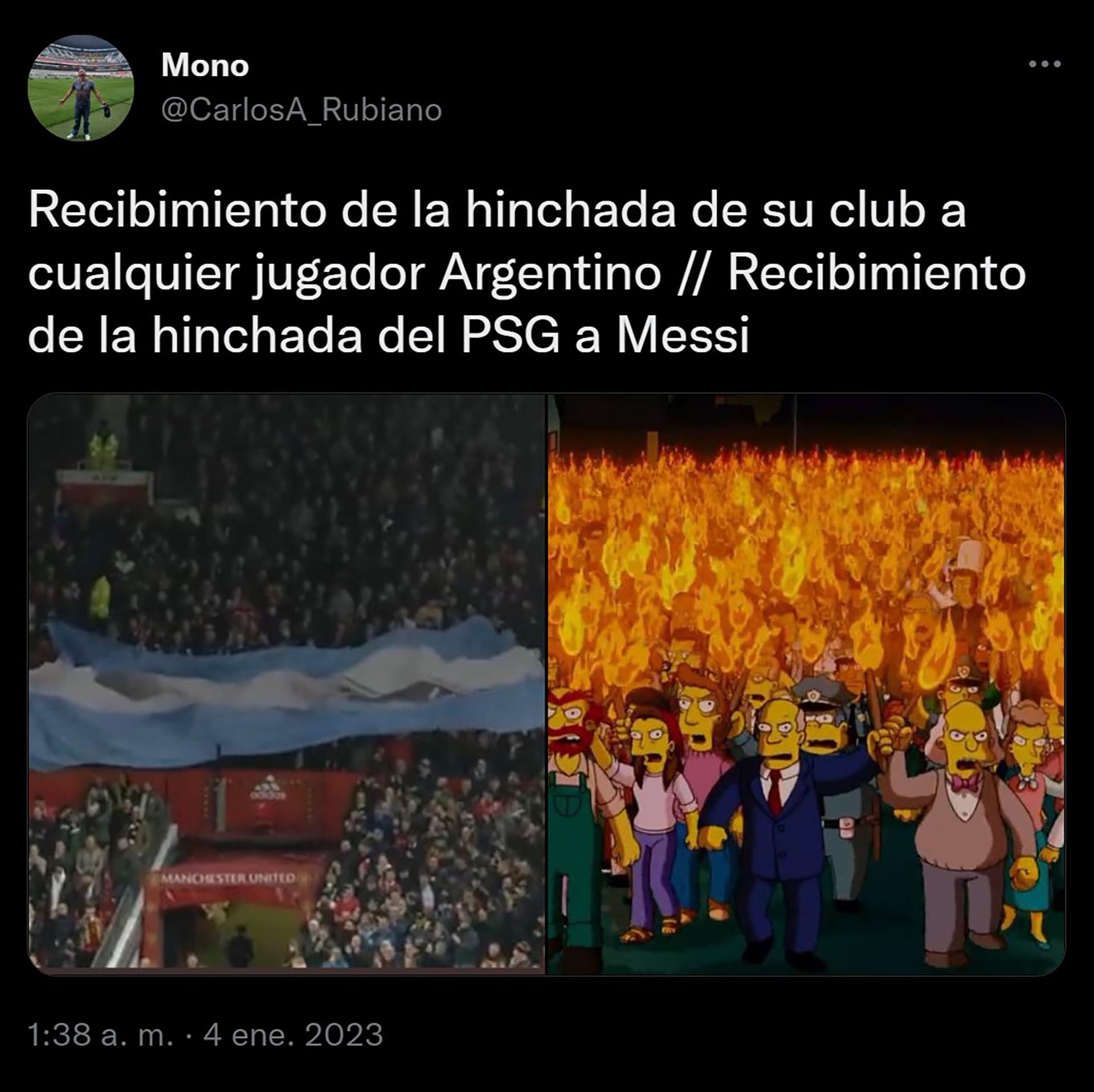 La comparación entre la recepción a Lisandro Martínez en el Manchester United a la que podría esperarle a Lionel Messi en su vuelta al Parque de los Príncipes, graficada por una escena de Los Simpsons