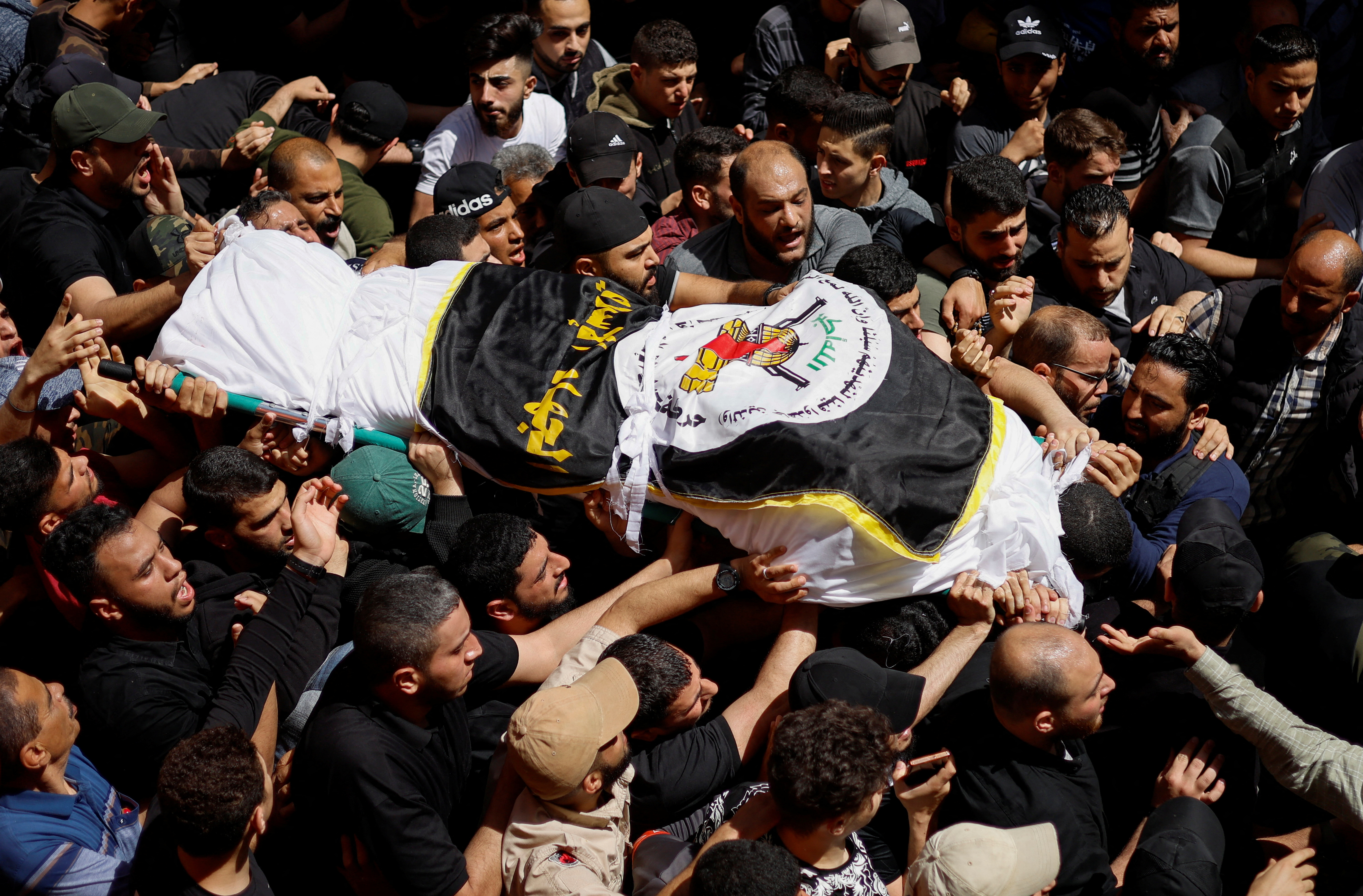 El funeral del alto comandante de la Yihad Islámica Eyad Al-Hasani en la ciudad de Gaza 13 de mayo 2023. (REUTERS/Mohammed Salem)