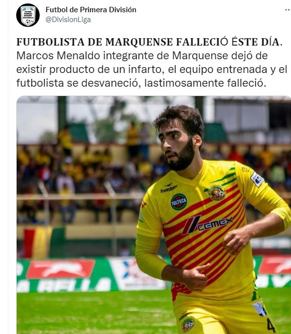 Así comunicó el Fútbol de Primera de Guatemala la muerte de Menaldo