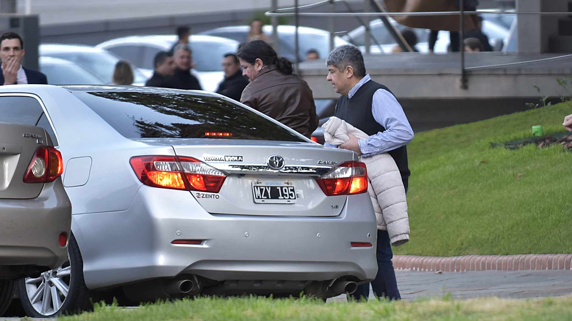 El dirigente de Camioneros, Pablo Moyano, llegando a la Casa Rosada 