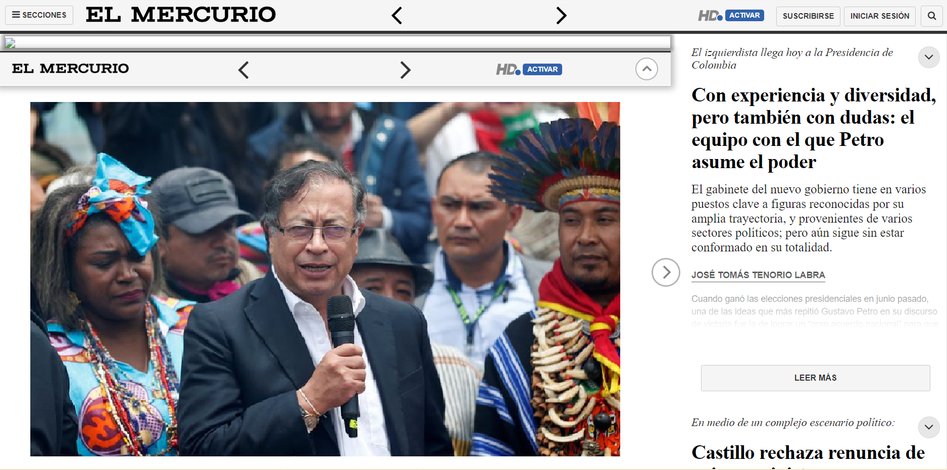 El Mercurio de Chile publicó a través de su portal web, la posesión del presidente de la republica de Colombia como un futuro de diversidad pero también con dudas.
Foto: Vía elmercurio.com