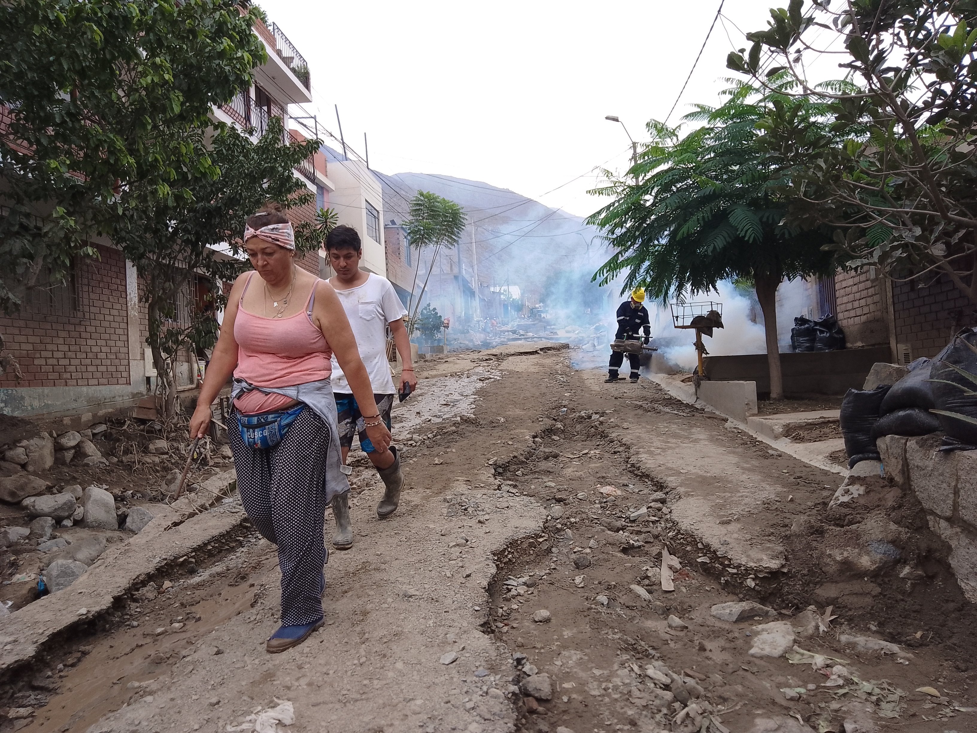 Se iniciaron labores de fumigación para evitar enfermedades a causa de los huaicos en Chaclacayo.