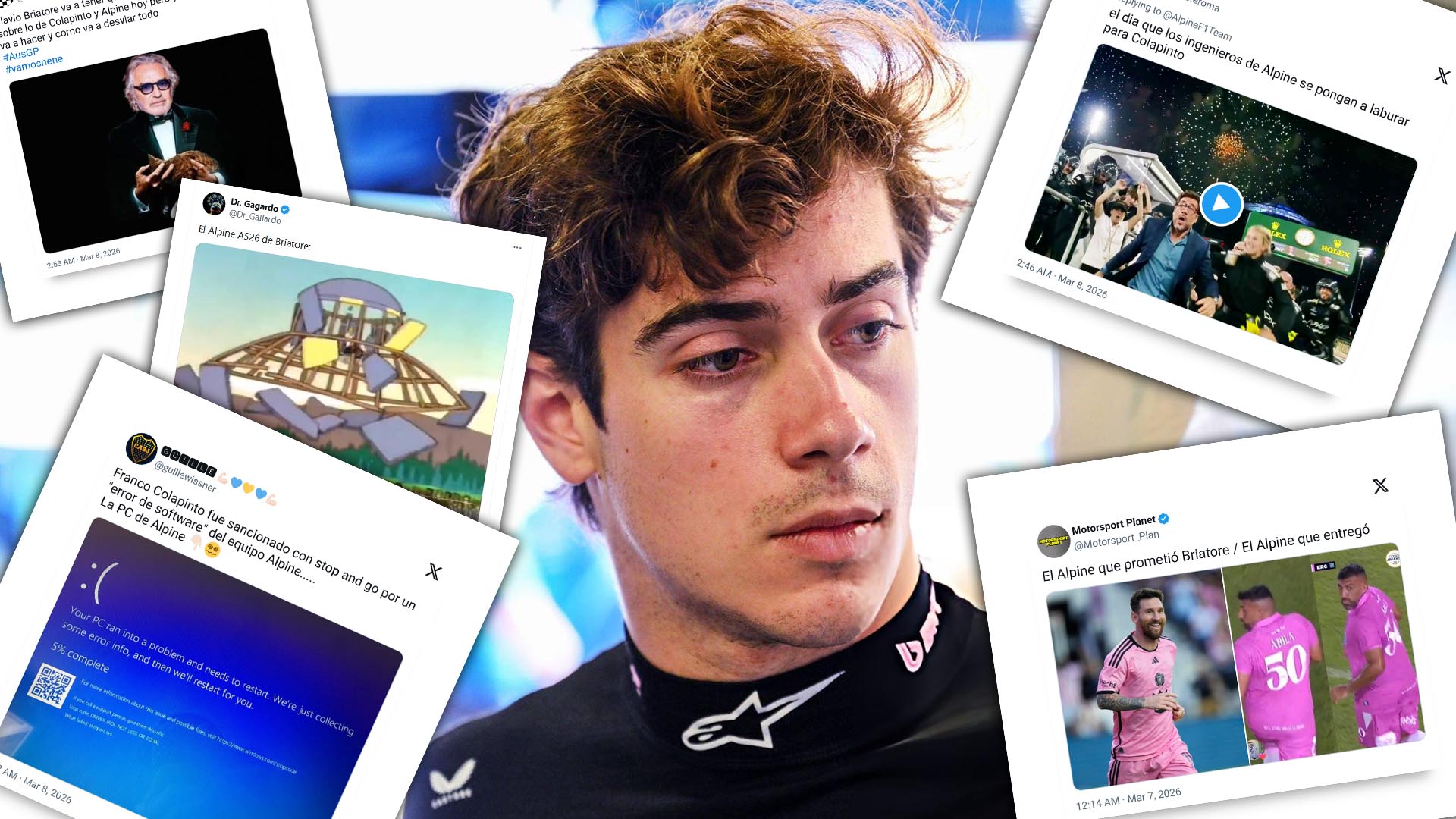 Los memes y reacciones por el error que le cost&oacute; la penalizaci&oacute;n a Colapinto en el GP de Australia: Alpine y Briatore, los focos