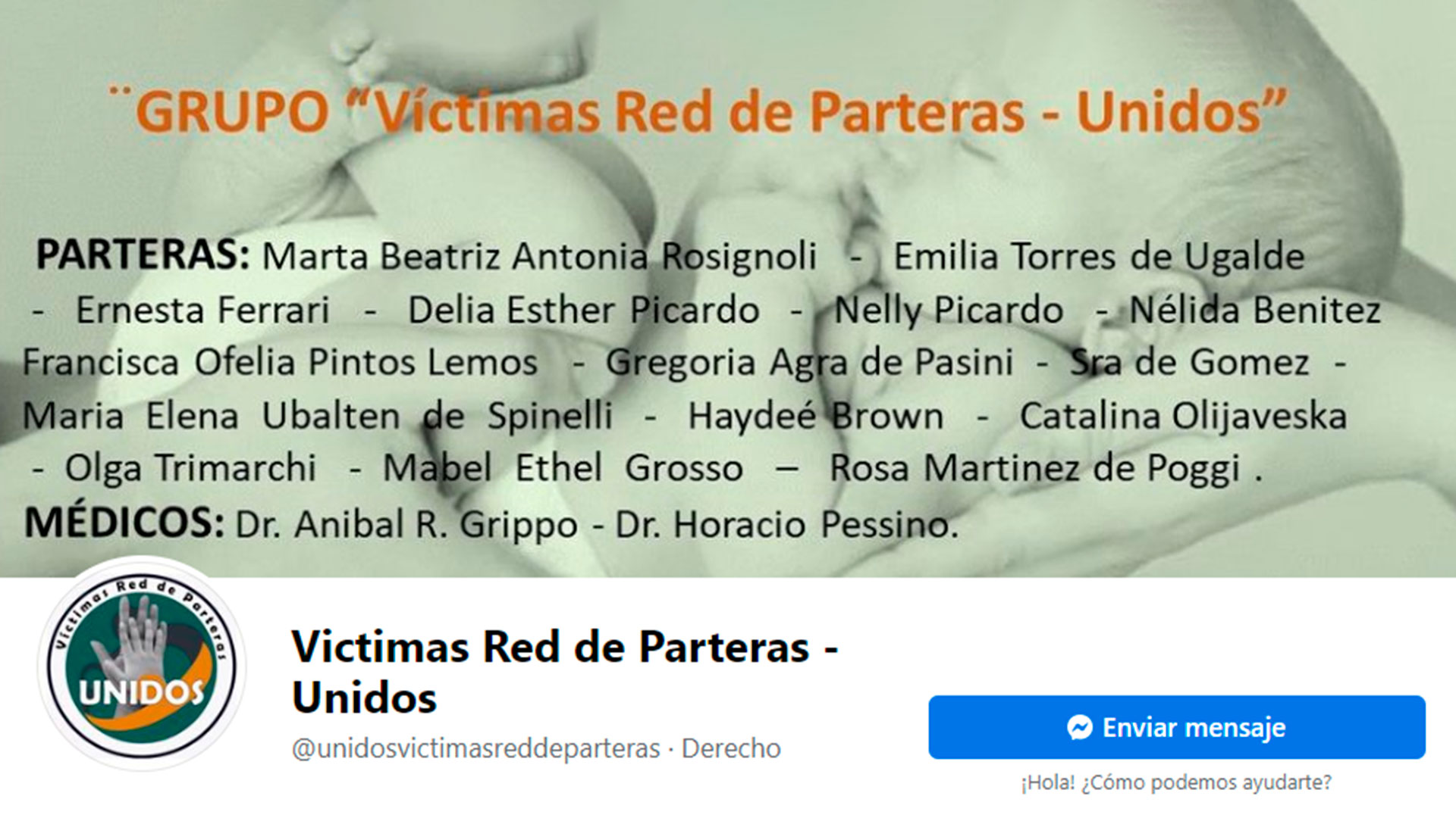 Los nombres de las parteras que, según la investigación del grupo, formaron parte de la red