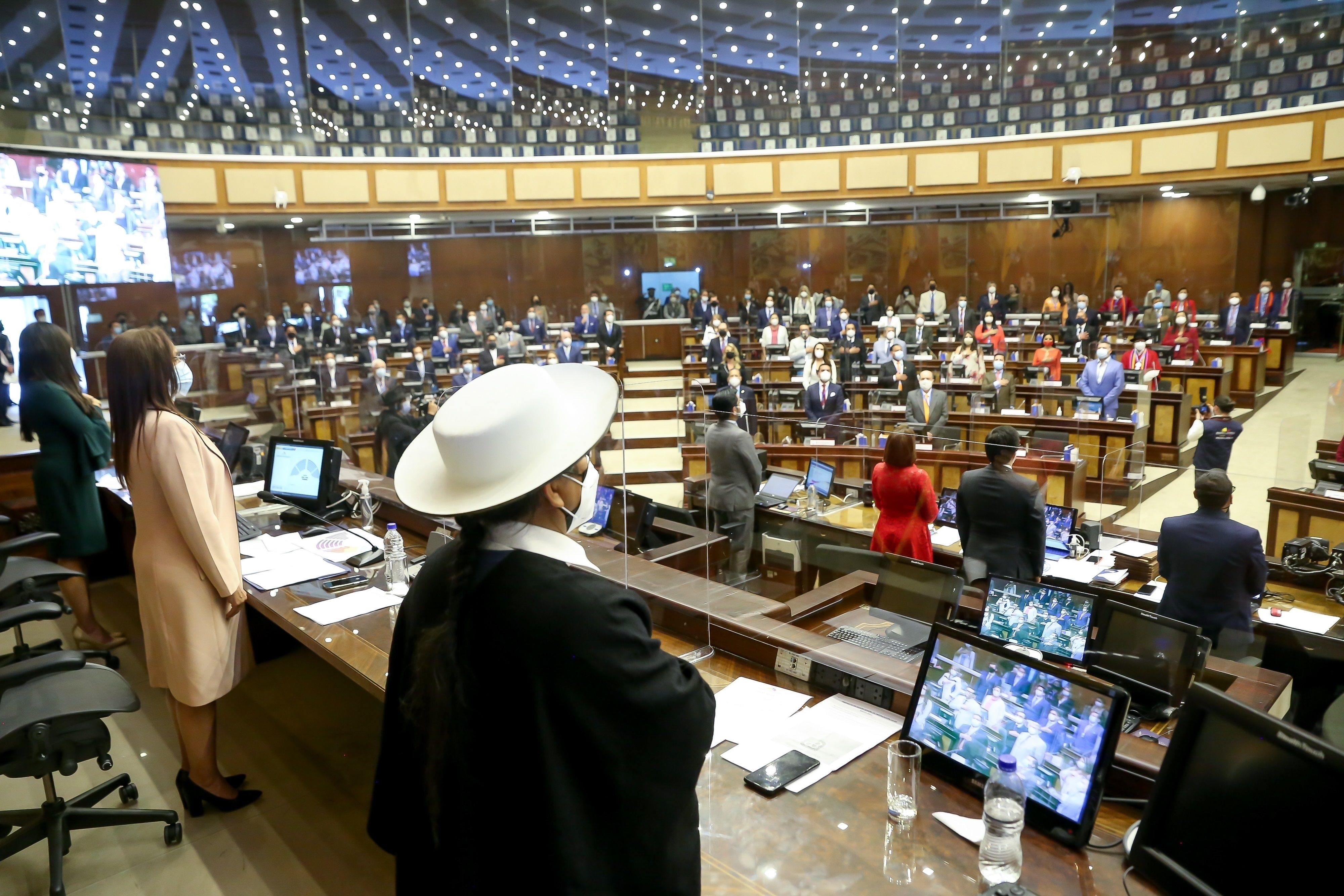 Fotografía cedida por la Asamblea Nacional de Ecuador en la que registró una toma general de la primera sesión plenaria del Parlamento, en Quito (Ecuador). EFE/Asamblea Nacional de Ecuador

