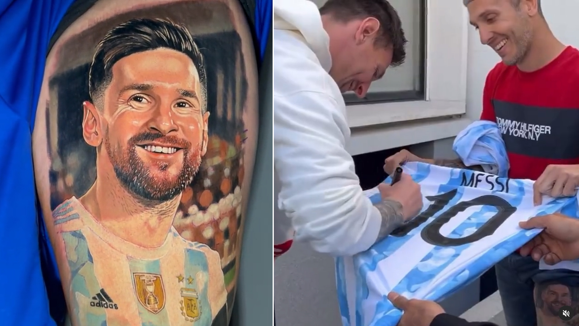 Cuando un fan se acercó a pedirle el autógrafo a Messi, le mostró una de las obras de arte de Yeyo (Instagram: @yeyo_tattoos)