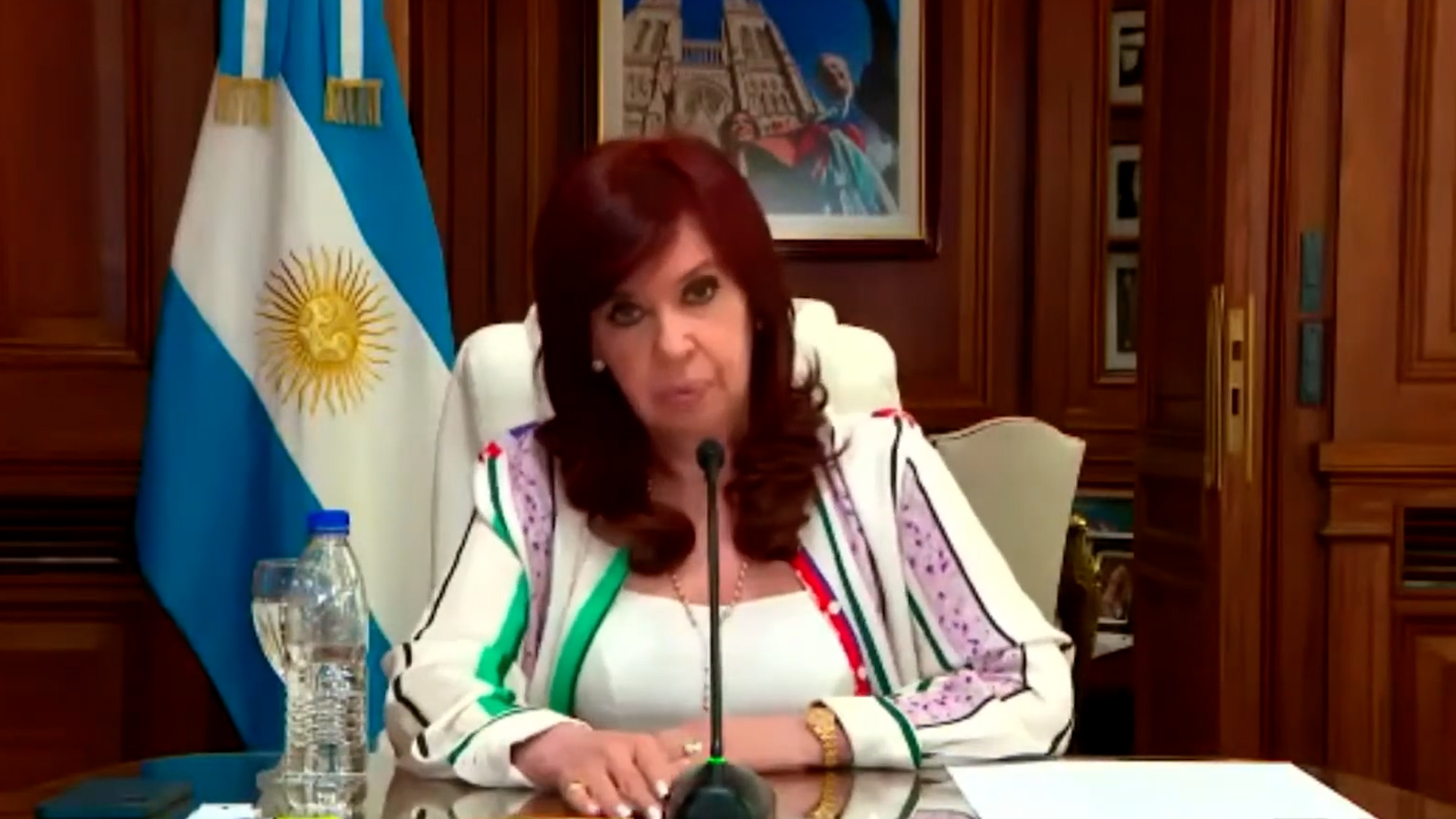 Cristina Kirchner en la audiencia en la que acusó a los jueces de ser un "pelotón de fusilamiento"