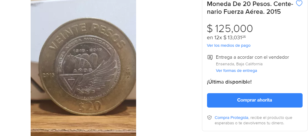 Esta pieza conmemorativa tiene un triángulo equilátero,. (Mercado Libre)