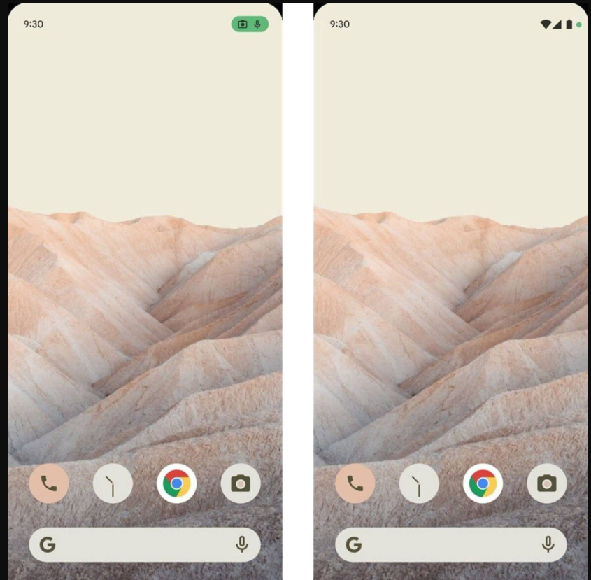 Android 12 muestra cuando una app accede a la cámara