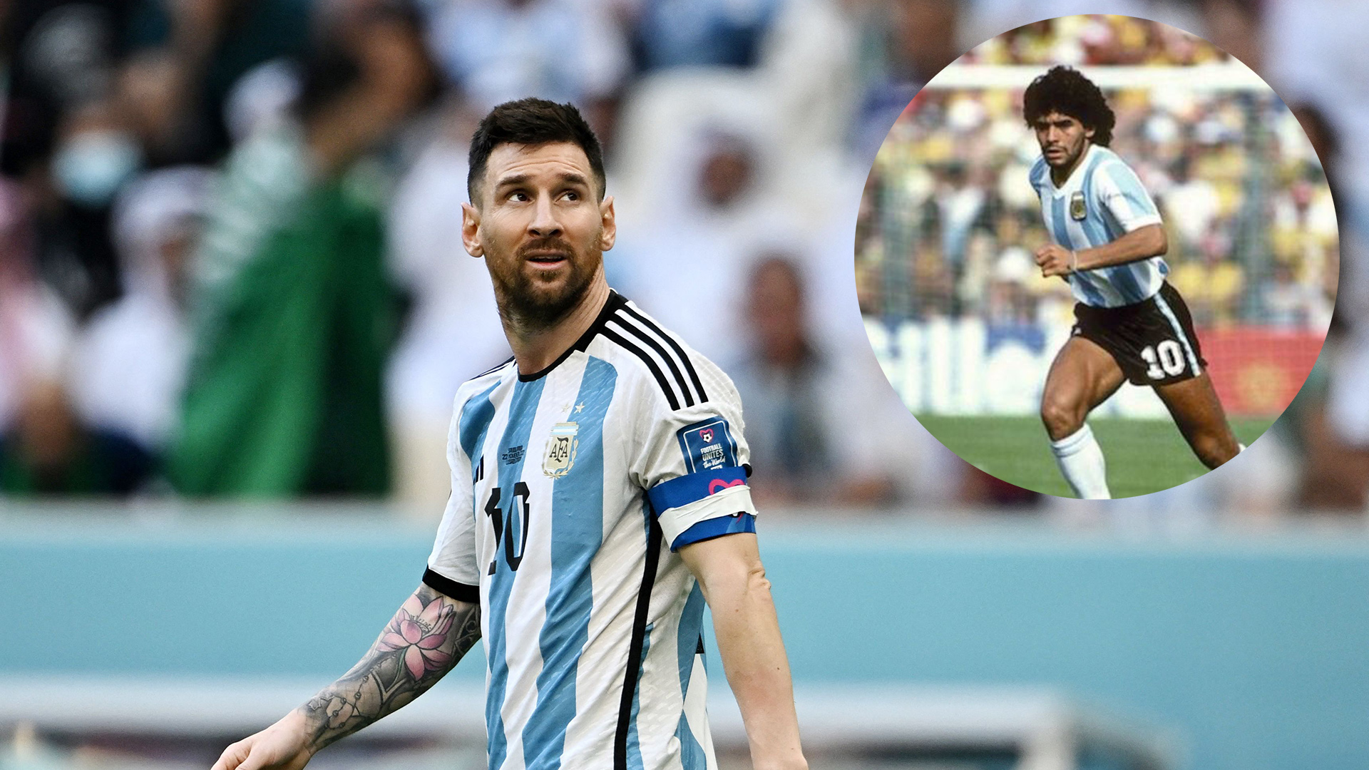Lionel Messi y Diego Maradona, ambos campeones del mundo e ídolos del fútbol nacional e internacional 