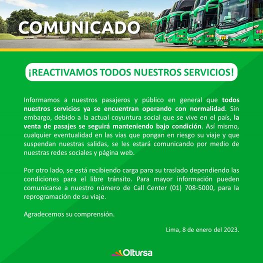 Comunicado de Oltursa