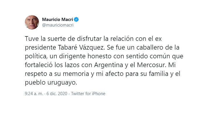 El mensaje de Mauricio Macri