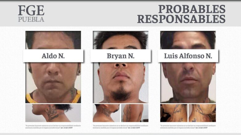 Por medio de Twitter, la Fiscalía dio a conocer a la población sobre los tres presuntos culpables. (Foto: FGE/Puebla)