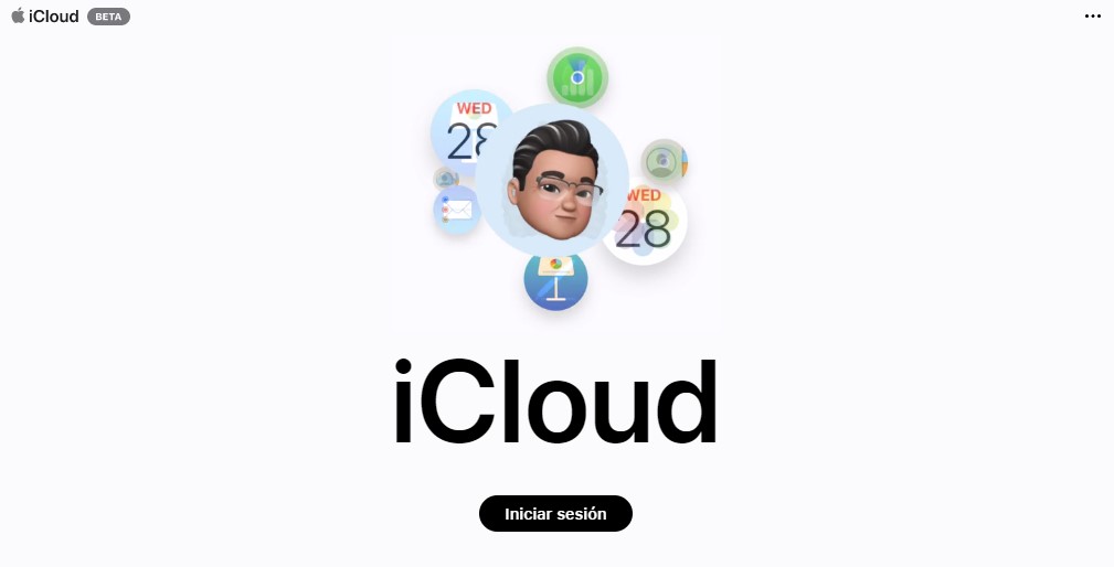 Sitio web de prueba de la versión beta del servicio de iCloud (Captura)