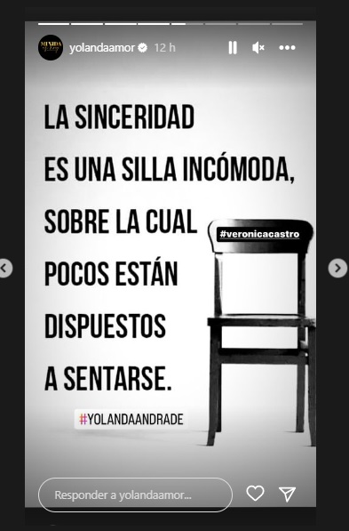 El críptico mensaje de Yolanda Andrade tras el comunicado del equipo legal de Verónica Castro Foto: Instagram