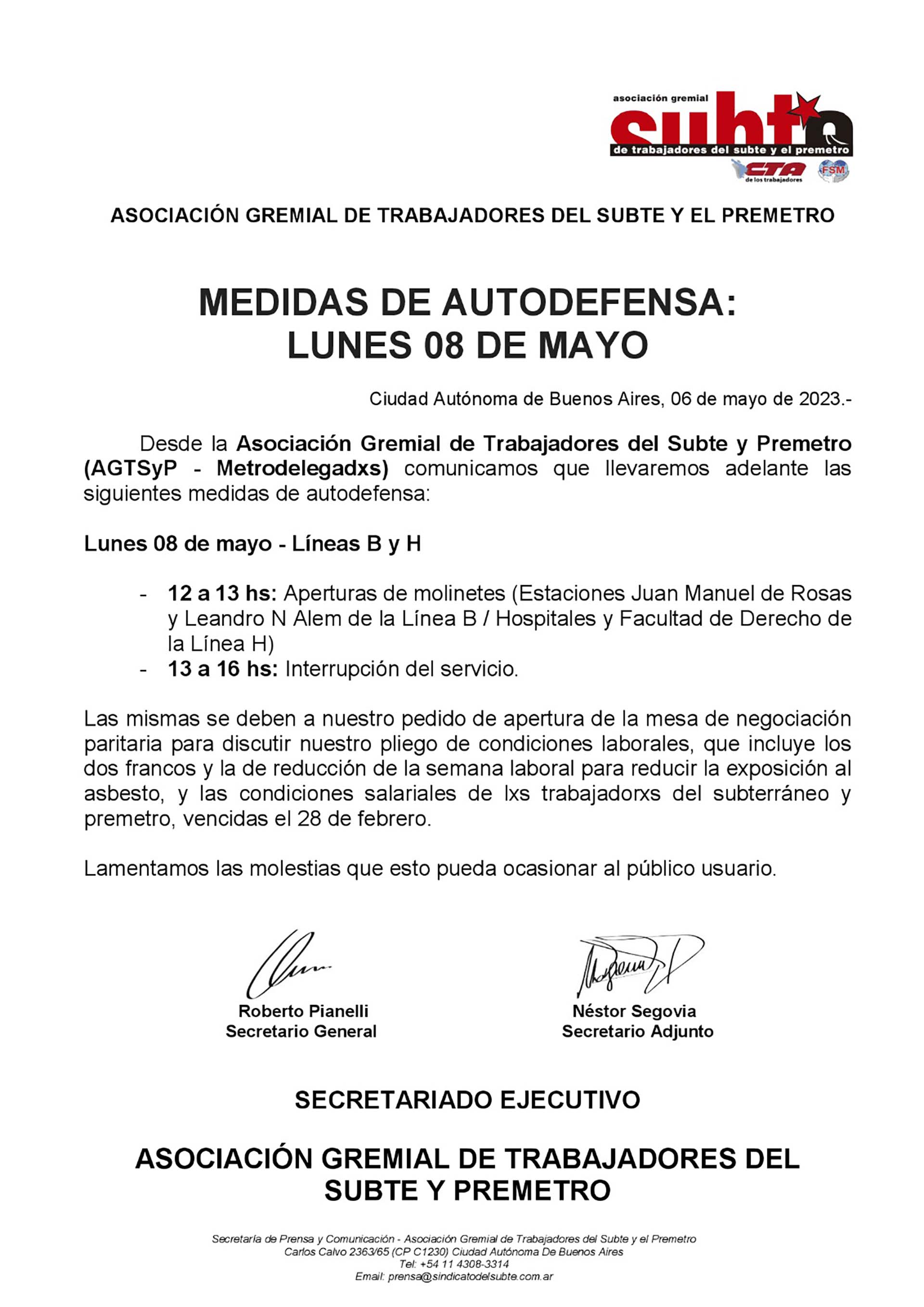 Nuevo paro de subtes 